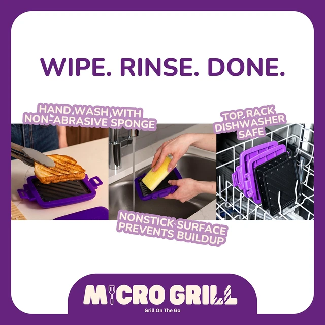 Alt view image 6 of 6 - Classic Microwave Sandwich Maker, Microwave Grill, Toaster, 3 Minute Grilled Cheese Sandwich Maker, Thick Silicone Cover, Safe Food Grade, Panini Press, Dishwasher Safe (Purple, Regular)