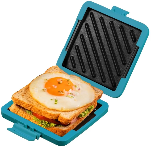 Main image of Microwave Sandwich Maker & Toaster,Microwave Grill,Panini Press | Microwave Grilled Cheese Maker,Removable Silicone Cover,BPA/PFOA-Free, Dishwasher Safe, Portable for RV, Dorm, Gift (Blue)