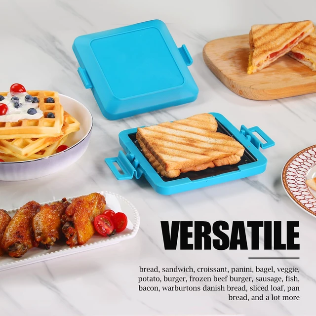 Alt view image 4 of 7 - Microwave Sandwich Maker & Toaster,Microwave Grill,Panini Press | Microwave Grilled Cheese Maker,Removable Silicone Cover,BPA/PFOA-Free, Dishwasher Safe, Portable for RV, Dorm, Gift (Blue)