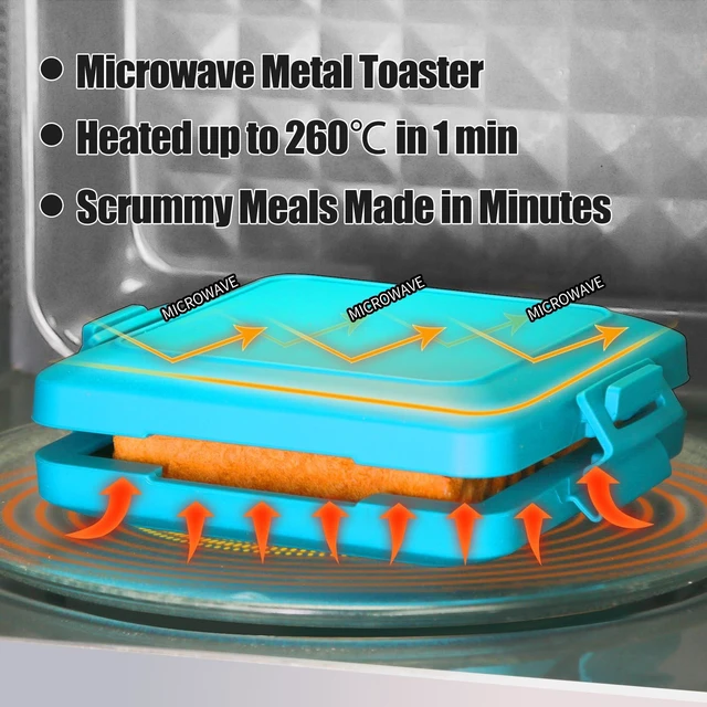 Alt view image 2 of 7 - Microwave Sandwich Maker & Toaster,Microwave Grill,Panini Press | Microwave Grilled Cheese Maker,Removable Silicone Cover,BPA/PFOA-Free, Dishwasher Safe, Portable for RV, Dorm, Gift (Blue)