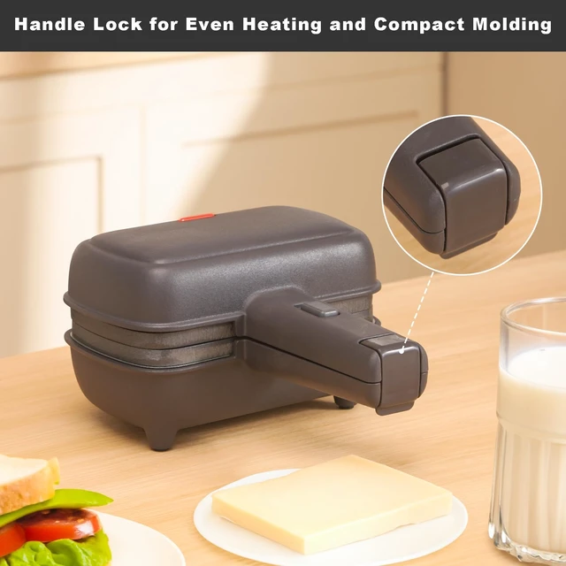 Alt view image 5 of 7 - Mini Sandwich Maker with Removable Plates: Portable Grilled Cheese Maker, Electric Breakfast Sandwichera with Non-Stick Plates, Hot Sandwich Maker Press for Cooking Breakfast, Grilled Cheese