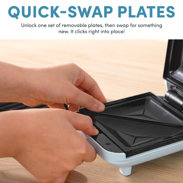 Alt view image 4 of 7 - 3-in-1 Panini Press, Sandwich Grill, and Waffle Maker with Removable Ceramic Coated Plates