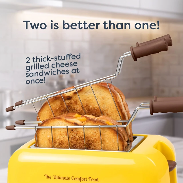 Alt view image 4 of 7 - Deluxe Grilled Cheese Sandwich Toaster with Easy-Clean Toasting Baskets - Adjustable Toasting Dial and Extra Wide Slots - Yellow
