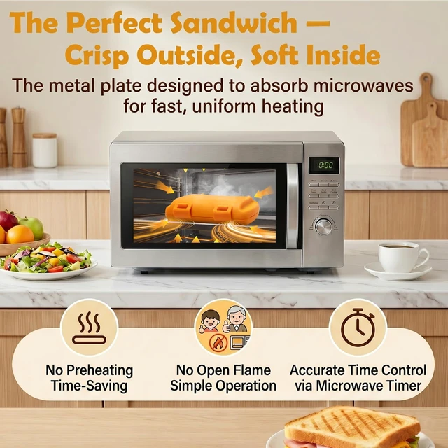 Alt view image 3 of 7 - Microwave Sandwich Maker, Non-Stick Panini Press and Pocket Mini Pie Maker | Double-sided toaster for grilled cheese, hot dogs and breakfast sandwiches; makes crispy toasties and mini pies in minutes