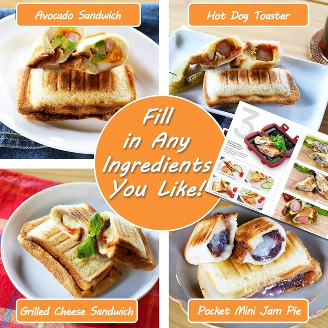 Alt view image 5 of 7 - Microwave Sandwich Maker, Non-Stick Panini Press and Pocket Mini Pie Maker | Double-sided toaster for grilled cheese, hot dogs and breakfast sandwiches; makes crispy toasties and mini pies in minutes