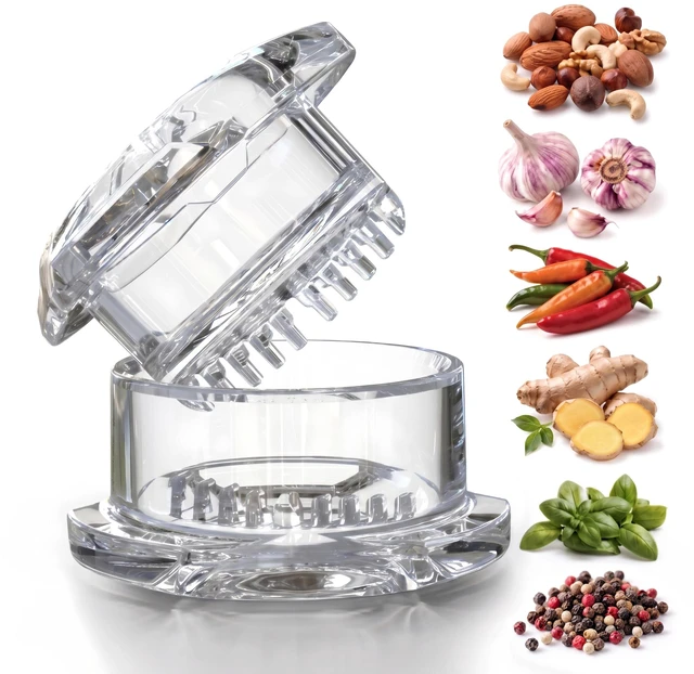 Main image of Garlic Twister 4th Gen, clear manual garlic mincer for ginger, herbs and nuts