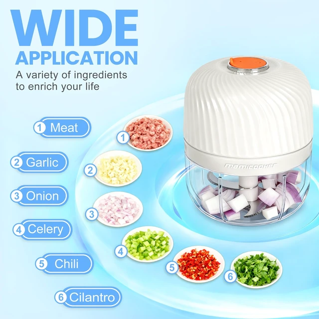 Alt view image 5 of 7 - Electric Garlic Chopper 250ML, Mini USB Rechargeable Veggie Chopper, Cordless Garlic Mincer Onion Chopper Food Chopper for Ginger Chili Meat Sauce, Wireless Food Processor, White