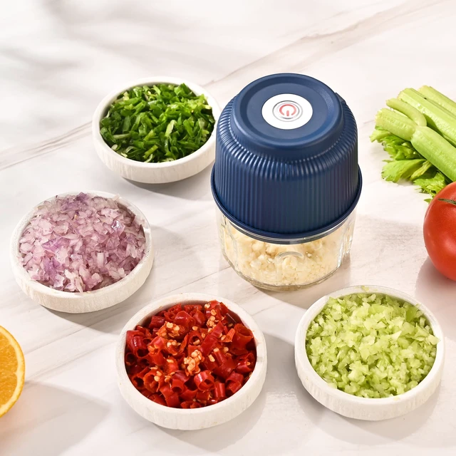 Alt view image 3 of 7 - Mini Food Processor, 1.25 Cup Capacity Electric Garlic & Vegetable Chopper