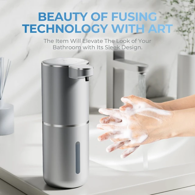 Alt view image 3 of 7 - P11 Premium Space Gray Automatic Foaming Hand Soap Dispenser Touchless, Rechargeable Hand Foam Soap Dispenser for Bathroom and Kitchen