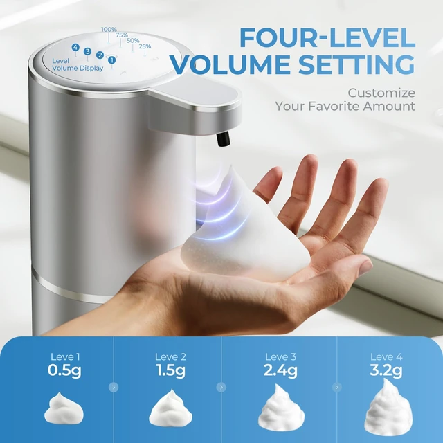 Alt view image 5 of 7 - P11 Premium Space Gray Automatic Foaming Hand Soap Dispenser Touchless, Rechargeable Hand Foam Soap Dispenser for Bathroom and Kitchen