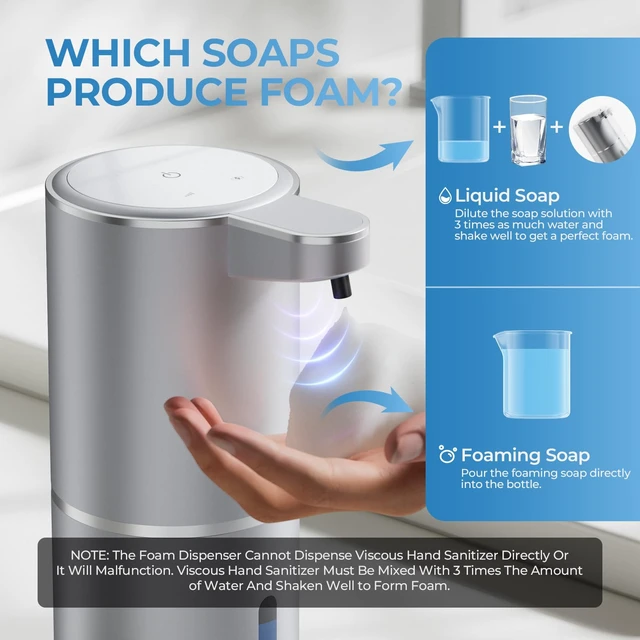 Alt view image 4 of 7 - P11 Premium Space Gray Automatic Foaming Hand Soap Dispenser Touchless, Rechargeable Hand Foam Soap Dispenser for Bathroom and Kitchen