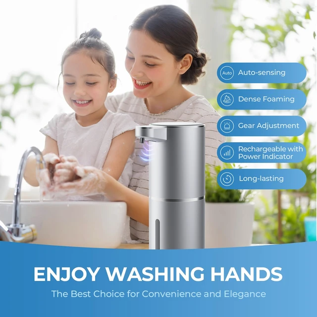 Alt view image 7 of 7 - P11 Premium Space Gray Automatic Foaming Hand Soap Dispenser Touchless, Rechargeable Hand Foam Soap Dispenser for Bathroom and Kitchen