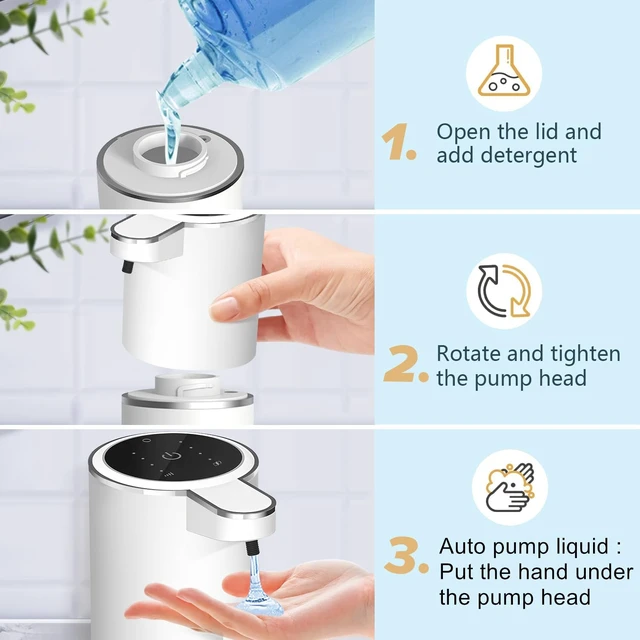 Alt view image 5 of 6 - Automatic Liquid Soap Dispenser Bathroom Kitchen Dish Liquid Body Shampoo Shower Gel Hand Free Liquid, USB Rechargeable Dispenser Touchless Soap Dispenser 380ml Auto Liquid Dispenser