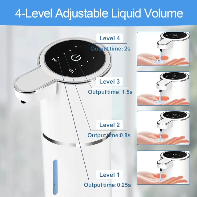 Alt view image 4 of 6 - Automatic Liquid Soap Dispenser Bathroom Kitchen Dish Liquid Body Shampoo Shower Gel Hand Free Liquid, USB Rechargeable Dispenser Touchless Soap Dispenser 380ml Auto Liquid Dispenser