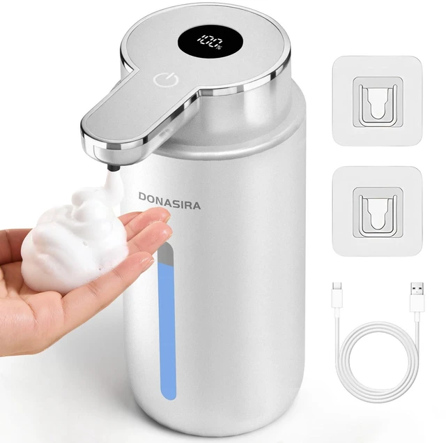 Main image of Automatic Foaming Soap Dispenser HD Display Rechargeable, Silver | 15oz/420mL, 6 Adjustable Levels, long battery life, Touchless,countertop & wall mount, IPX5 waterproof for kitchen & bathroom