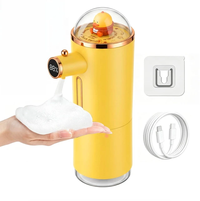 Main image of Automatic Liquid Soap Dispenser Touchless, USB Rechargeable Smart Hand Soap Dispenser, 13.5oz/400ml, 3-Level Adjustable, Wall Mounted for Kitchen Bathroom Family (Yellow)