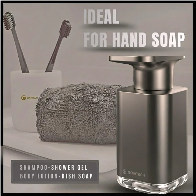 Alt view image 3 of 7 - Automatic Soap Dispenser with Digital Display, Touchless Sensor, USB-C Rechargeable, No Drip Pump, 3-Level Adjustable, IPX5 Waterproof, 450ml Capacity Modern Bathroom & Kitchen Countertop (Grey)