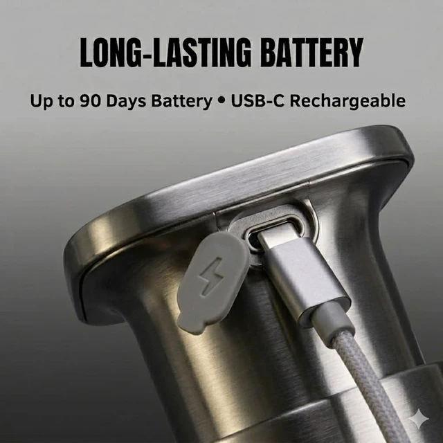 Alt view image 6 of 7 - Automatic Soap Dispenser with Digital Display, Touchless Sensor, USB-C Rechargeable, No Drip Pump, 3-Level Adjustable, IPX5 Waterproof, 450ml Capacity Modern Bathroom & Kitchen Countertop (Grey)