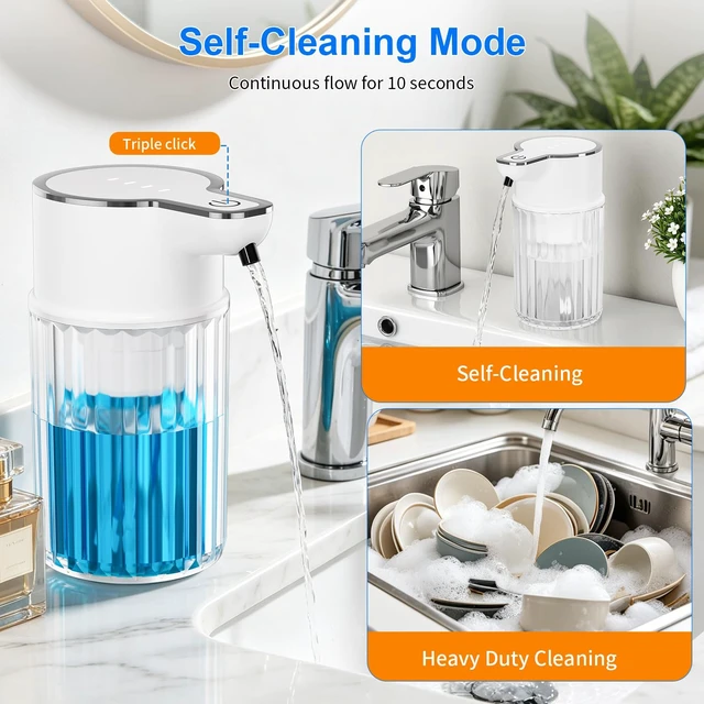 Alt view image 5 of 7 - Automatic Liquid Soap Dispenser Touchless 12oz Wall Mounted | Rechargeable Soap Dispenser with 4 Adjustable Levels, Auto Hand Soap Dispenser for Kitchen, Bathroom Countertop