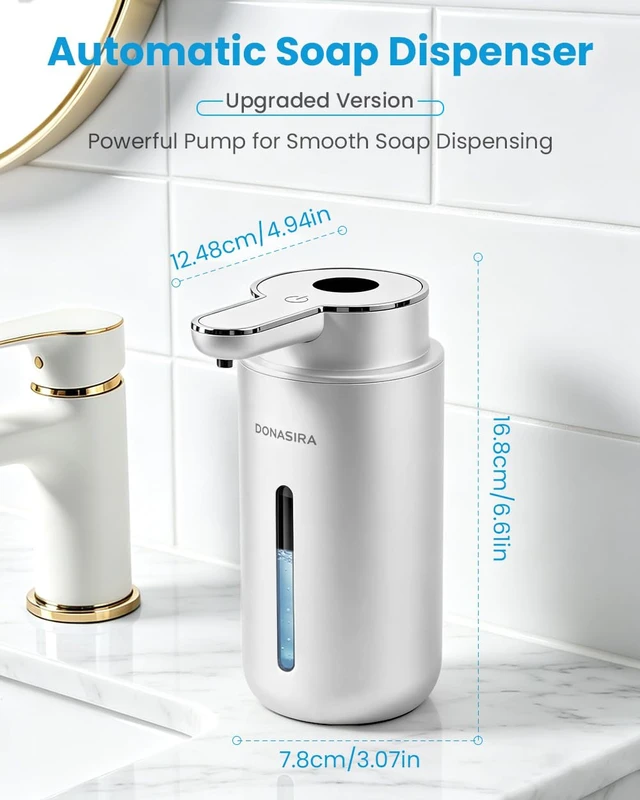 Alt view image 2 of 7 - Touchless Automatic Liquid Soap Dispenser, Rechargeable Silver | 410 mL, 6 levels, HD display, USB-C recharge, long battery, countertop & wall mount, IPX5 waterproof for kitchen & bathroom