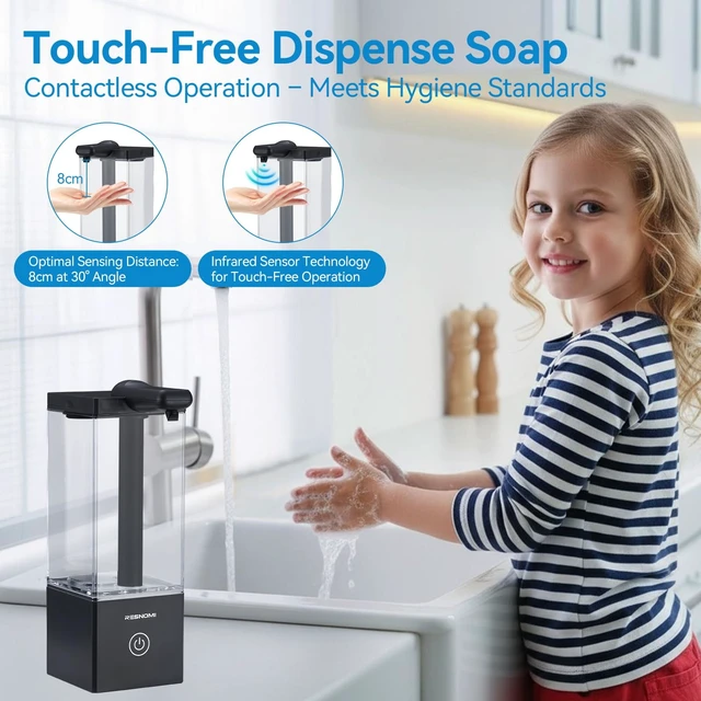 Alt view image 6 of 7 - Automatic Liquid Soap Dispenser Touchless,16.5oz/490mL,USB-C Rechargeable | Dish Soap Dispenser,0.25s fast sensor,3 Adjustable Dispensing Levels, Waterproof ,Wall Mounted,for Bathroom, Kitchen, Office