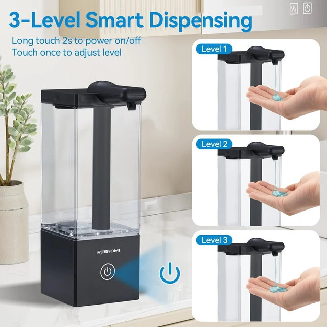 Alt view image 7 of 7 - Automatic Liquid Soap Dispenser Touchless,16.5oz/490mL,USB-C Rechargeable | Dish Soap Dispenser,0.25s fast sensor,3 Adjustable Dispensing Levels, Waterproof ,Wall Mounted,for Bathroom, Kitchen, Office