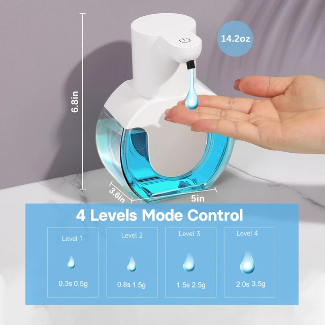Alt view image 4 of 7 - 2 Pack Automatic Liquid Soap Dispenser,14.2oz/420ML Touchless Automatic Soap Dispenser,Rechargeabled Wall Mounted Smart Pump for Bathroom Kitchen
