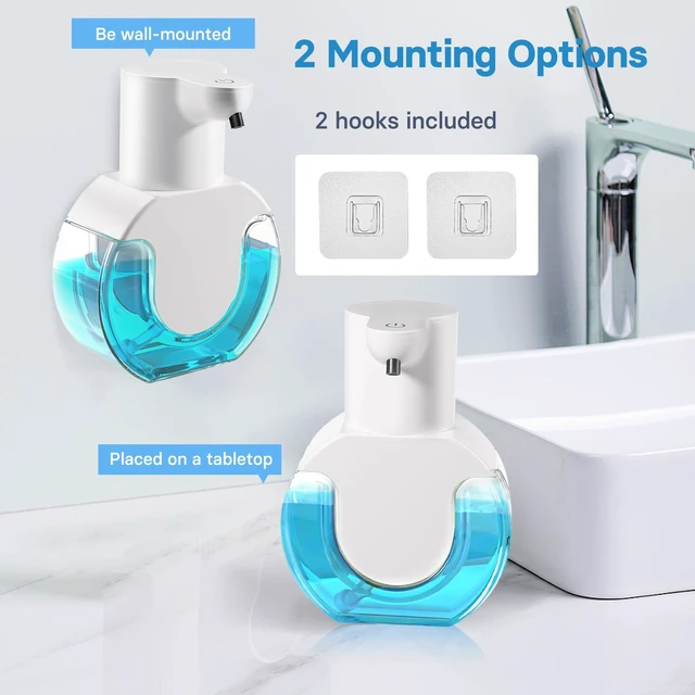 Alt view image 7 of 7 - 2 Pack Automatic Liquid Soap Dispenser,14.2oz/420ML Touchless Automatic Soap Dispenser,Rechargeabled Wall Mounted Smart Pump for Bathroom Kitchen