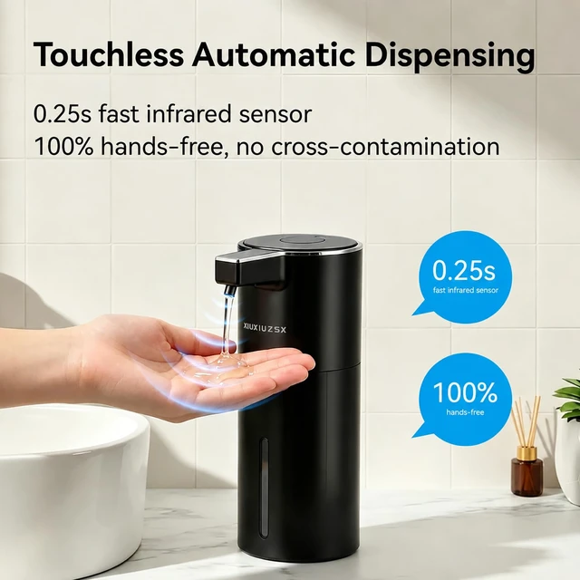 Alt view image 2 of 7 - Touchless Automatic Electric Liquid Soap Dispenser | Rechargeable Wall & Countertop Mount 400ml Waterproof Sensor Liquid Hand Soap Dispenser for Kitchen Sink Bathroom