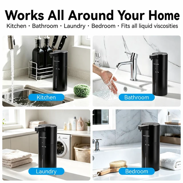 Alt view image 6 of 7 - Touchless Automatic Electric Liquid Soap Dispenser | Rechargeable Wall & Countertop Mount 400ml Waterproof Sensor Liquid Hand Soap Dispenser for Kitchen Sink Bathroom