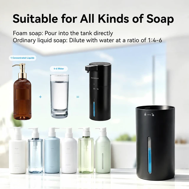 Alt view image 7 of 7 - Touchless Automatic Electric Liquid Soap Dispenser | Rechargeable Wall & Countertop Mount 400ml Waterproof Sensor Liquid Hand Soap Dispenser for Kitchen Sink Bathroom