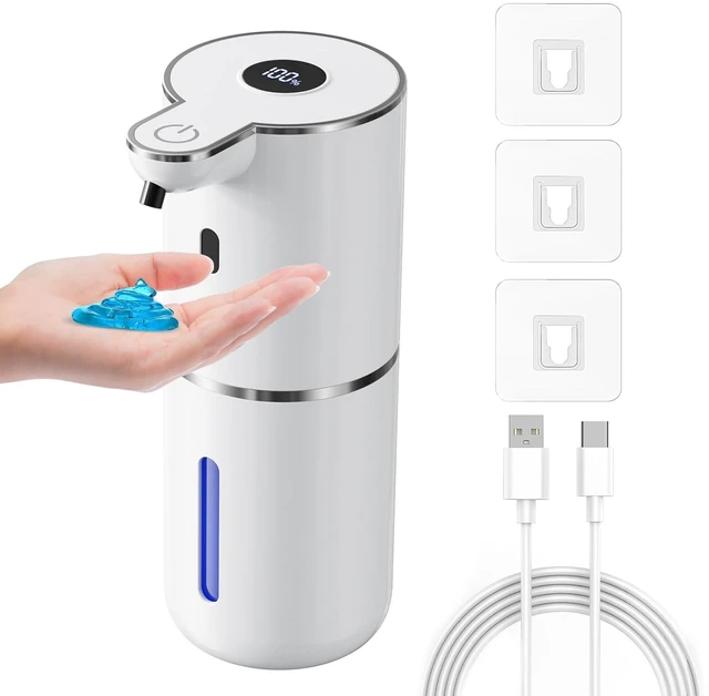 Main image of Automatic Liquid Soap Dispenser Touchless, Smart Digital Display | 12.8oz/380mL, Up to 90 Days Battery Life, 6 Adjustable Level, Rechargeable, Wall Mountable IPX5 for Kitchen & Bathroom, White
