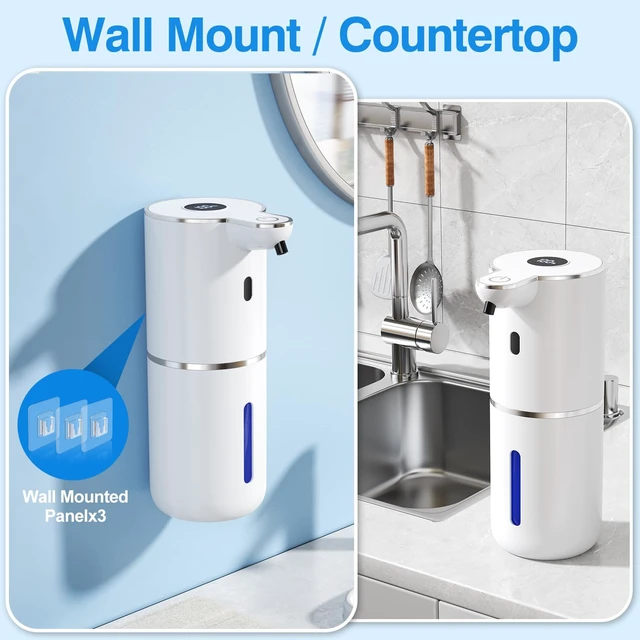 Alt view image 4 of 7 - Automatic Liquid Soap Dispenser Touchless, Smart Digital Display | 12.8oz/380mL, Up to 90 Days Battery Life, 6 Adjustable Level, Rechargeable, Wall Mountable IPX5 for Kitchen & Bathroom, White