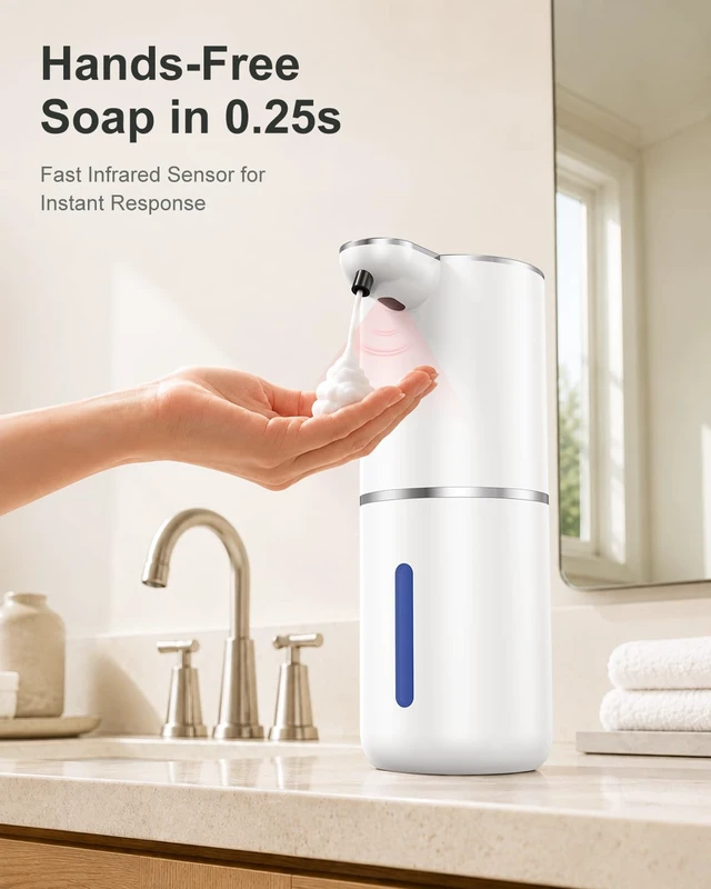 Alt view image 2 of 7 - Automatic Foaming Soap Dispenser Touchless, 4 Adjustable Levels | Foam Soap Dispenser 380ML, USB Charging Wall Mount for Kitchen & Bathroom, IPX5 Waterproof