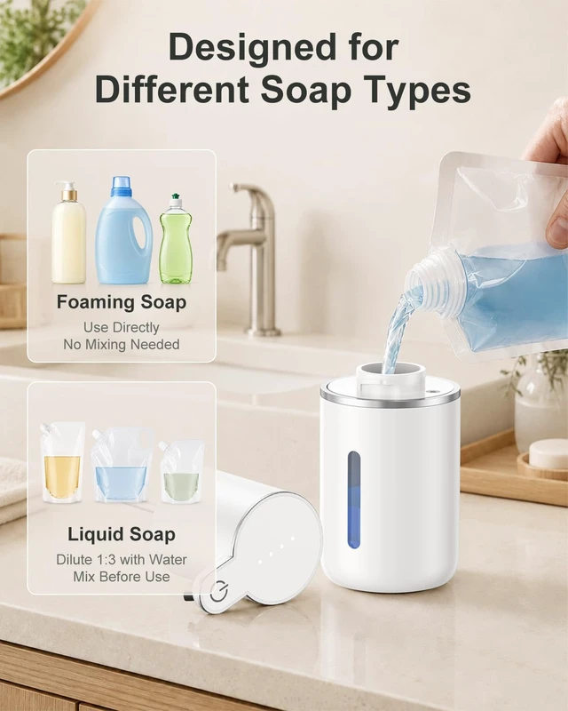 Alt view image 4 of 7 - Automatic Foaming Soap Dispenser Touchless, 4 Adjustable Levels | Foam Soap Dispenser 380ML, USB Charging Wall Mount for Kitchen & Bathroom, IPX5 Waterproof