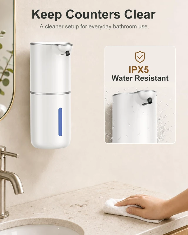 Alt view image 6 of 7 - Automatic Foaming Soap Dispenser Touchless, 4 Adjustable Levels | Foam Soap Dispenser 380ML, USB Charging Wall Mount for Kitchen & Bathroom, IPX5 Waterproof