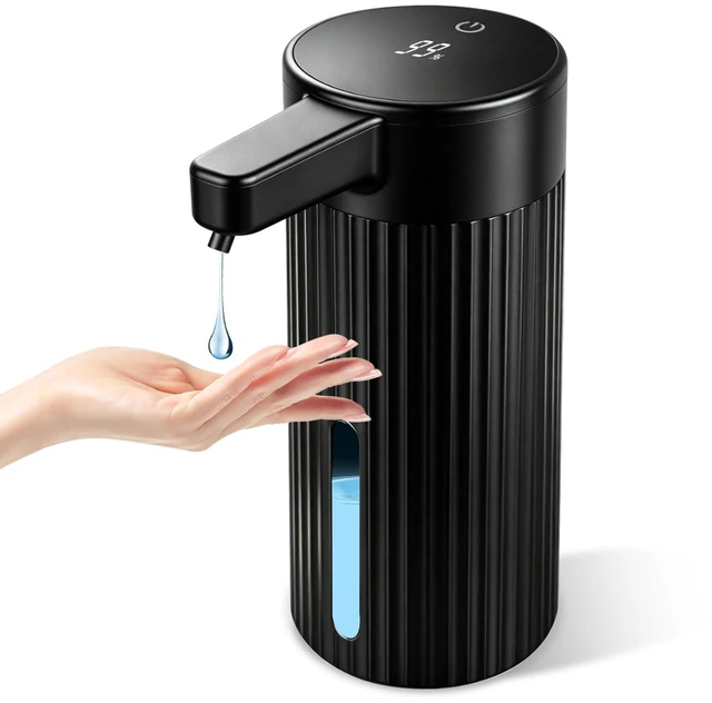 Main image of Automatic Liquid Soap Dispenser Touchless, Rechargeable, Adjustable | Long Battery Life, Digital Display, 4-Level, for Dish Hand Soap, IPX5 Waterproof, 14.2oz, Kitchen Bathroom Accessories, Black