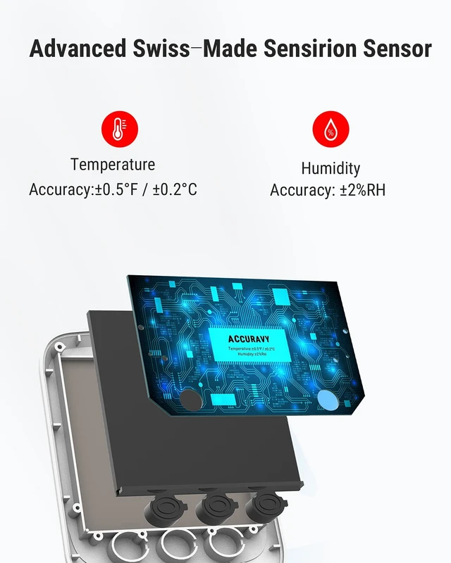 Alt view image 3 of 7 - TempAir Bluetooth Hygrometer Thermometer with Large Backlit LCD | 260 ft Wireless Remote Temperature and Humidity Monitor, Indoor Room Thermometer and Humidity Gauge with Max Min Records