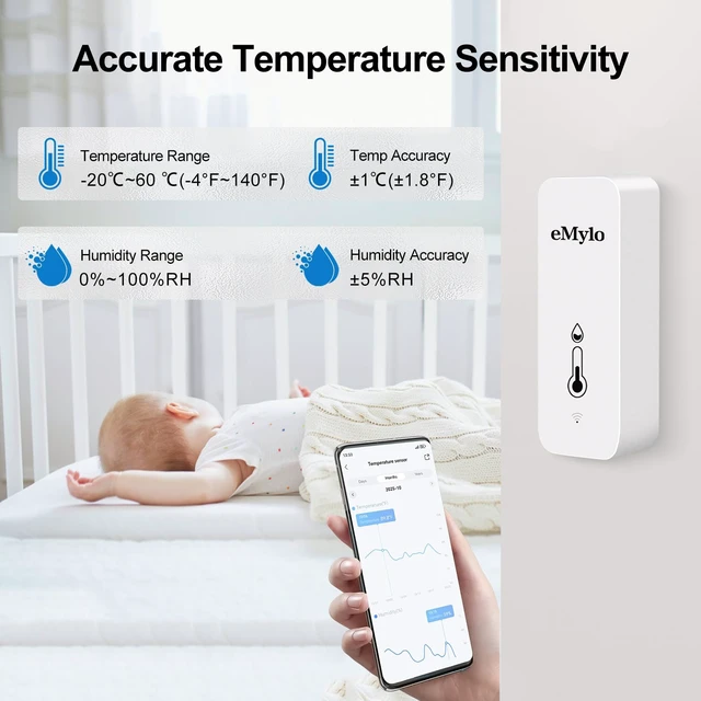 Alt view image 3 of 7 - WiFi Indoor Thermometer Hygrometer with App Alert & Data Export | Wireless Mini Temperature and Humidity Sensor, Smart Remote Monitor for Home Baby Room Greenhouse Wine Cellar, 4PCS