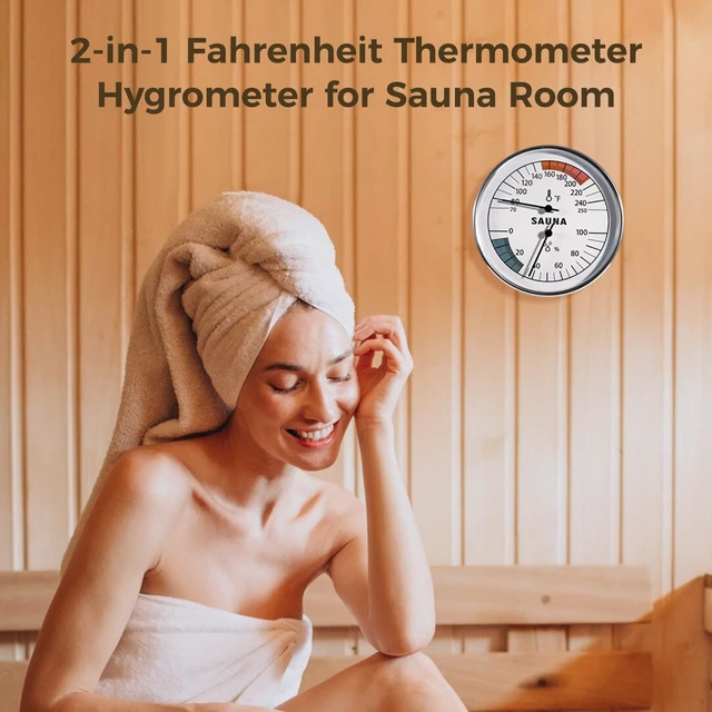 Alt view image 2 of 6 - Sauna Thermometer Hygrometer, 2 in 1 Fahrenheit Thermometer Hygrometer for Sauna Room, Indoor Humidity Temperature Monitor Gauge Sauna Accessories