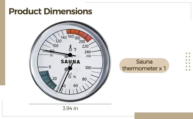 Alt view image 6 of 6 - Sauna Thermometer Hygrometer, 2 in 1 Fahrenheit Thermometer Hygrometer for Sauna Room, Indoor Humidity Temperature Monitor Gauge Sauna Accessories