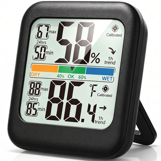 Main image of Room Thermometer Indoor Hygrometer Temperature Humidity Monitor | 5s Fast Refresh, 2.8" Large LCD, Battery included, Accurate Sensor for Home Office Baby Nursery Greenhouse Reptile Incubator