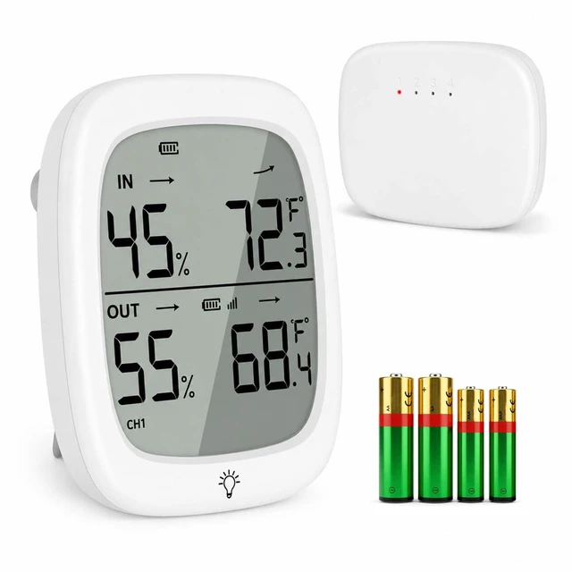 Main image of Indoor Outdoor Thermometer Wireless Hygrometer, 330 ft Sensor | High Accuracy Temperature Humidity Monitor, 30-Second Updates, Clear Backlit Display for Home, Greenhouse, Nursery & Patio