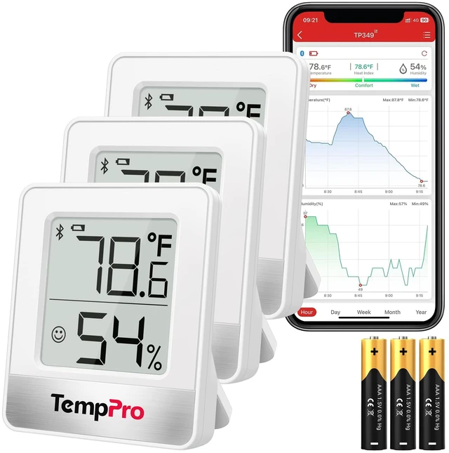 Main image of TempAir 260FT Bluetooth Indoor Thermometer Hygrometer, 3 Pack | Indoor Temperature and Humidity Monitor with App Alerts for Bedroom, Greenhouse, Nursery & Cellar, 2-Year Data Export