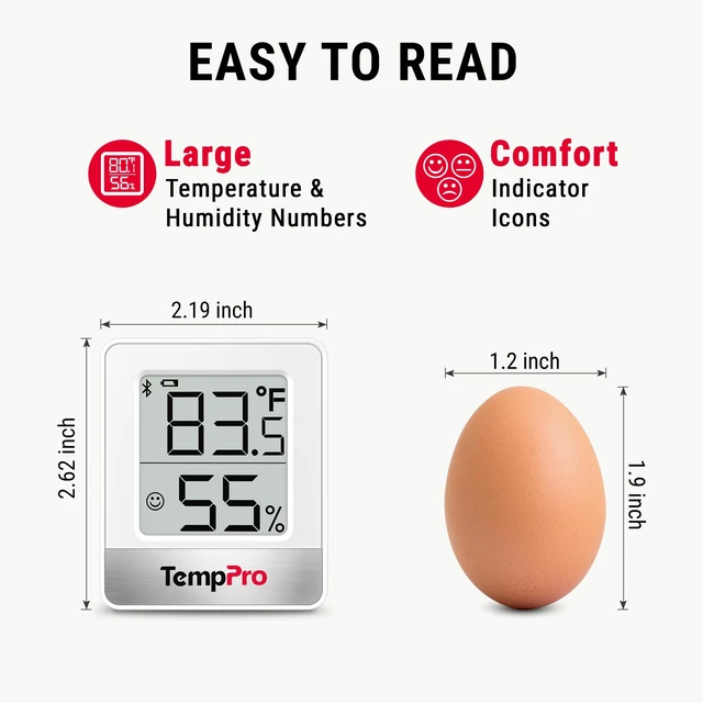 Alt view image 4 of 7 - TempAir 260FT Bluetooth Indoor Thermometer Hygrometer, 3 Pack | Indoor Temperature and Humidity Monitor with App Alerts for Bedroom, Greenhouse, Nursery & Cellar, 2-Year Data Export