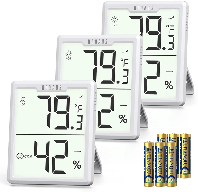 Main image of 3 Pack Digital Hygrometer Indoor Thermometer White | 3.4in Large Display Room Thermometer with Temperature and Humidity Monitor, Humidity Meter for House, Baby Room, Greenhouse