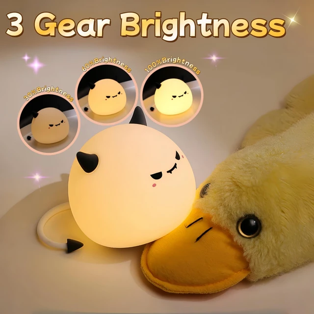 Alt view image 3 of 6 - Cute Monster Night Light,Soft Silicone Breastfeeding Nursery Lamps | Soft Silicone Lamp 3 Level Dimmable Changing Rechargeable Portable Kawaii Lamps,Bedside Lamp for Baby and Toddler,Boy Girls