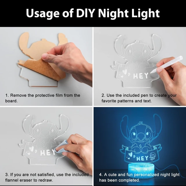 Alt view image 4 of 7 - Custom Night Light: 16 Colors DIY Personalized 3D Illusion Lamp with Remote Control, Anime Bedside Lamp, Merch Gifts Stuff for Girls Kids Room Decor Birthday Decorations Christmas Holiday