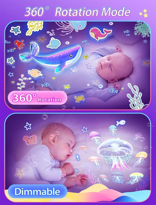 Alt view image 3 of 7 - Projector Night Light for Kids + 21 Sets of Films, Night Light Projector for Bedroom, Ceiling, Kids Star Galaxy Projector with 360° Rotation for Baby Girl Boy, Birthday, Christmas, Nursery, Room Decor