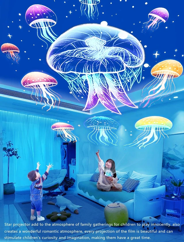 Alt view image 5 of 7 - Projector Night Light for Kids + 21 Sets of Films, Night Light Projector for Bedroom, Ceiling, Kids Star Galaxy Projector with 360° Rotation for Baby Girl Boy, Birthday, Christmas, Nursery, Room Decor
